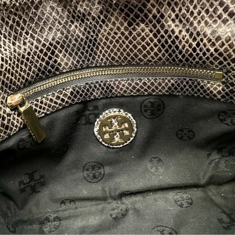 Tory Burch Amanda Snake Print Logo Clutch Crossbody
